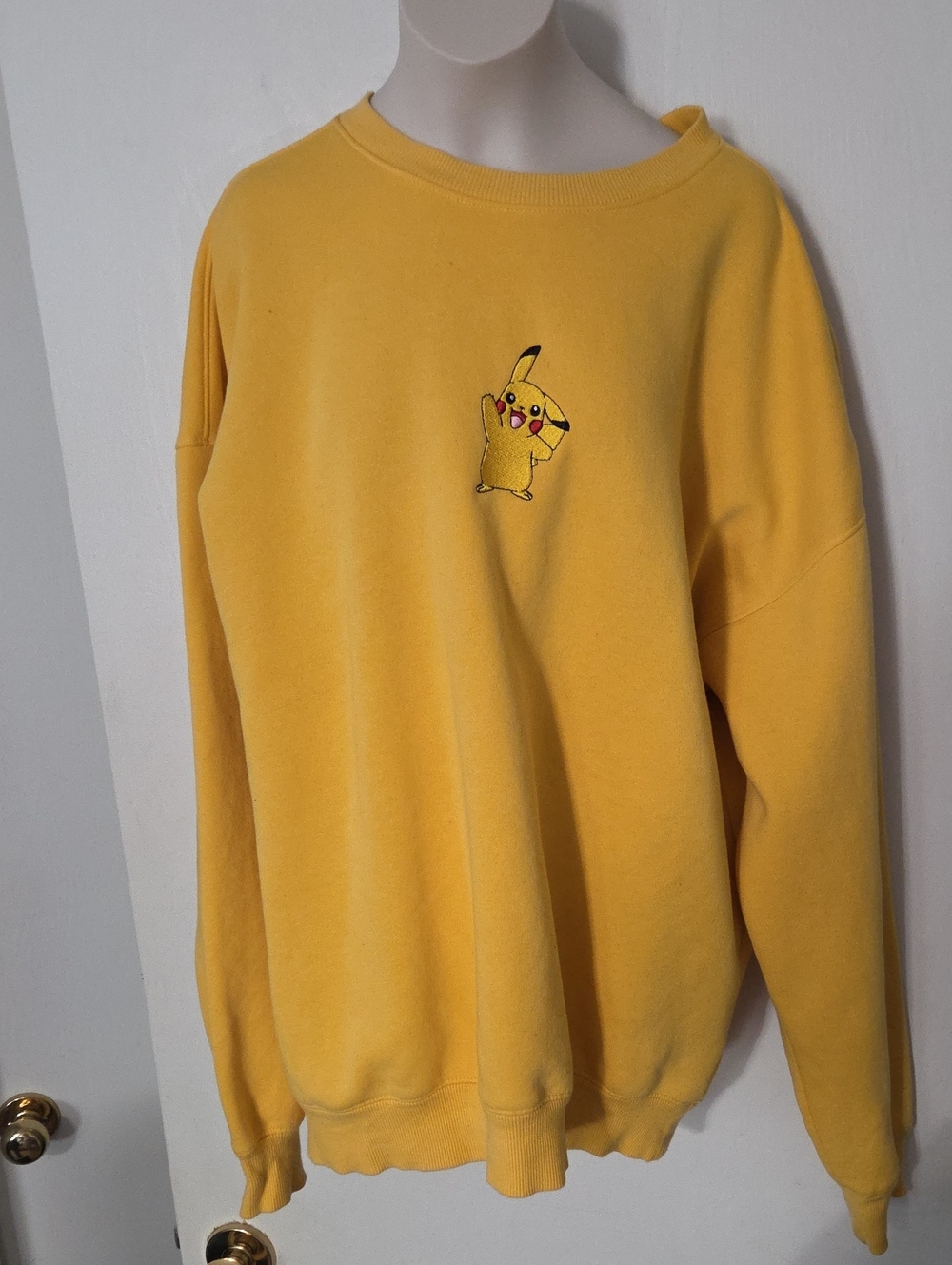 H&M Yellow Crewneck Sweatshirt with Pikachu Embroidery - Men